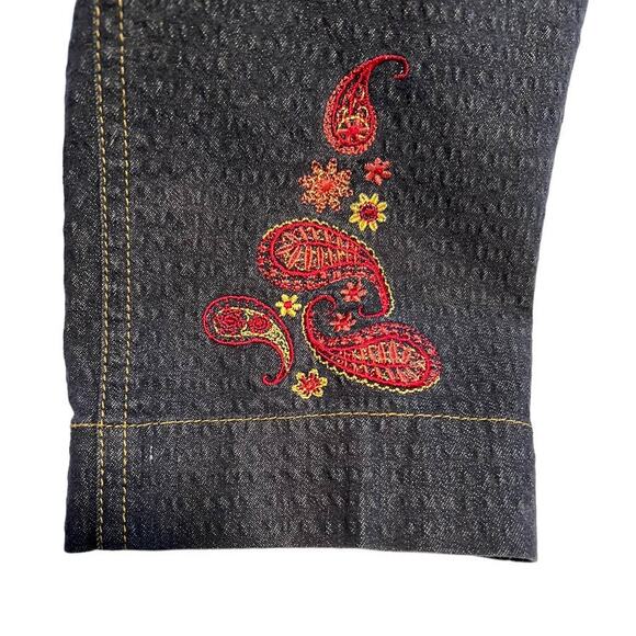 Rebecca Malone Denim Button-up Shirt, Paisley Embroidery, L - Picture 8 of 11